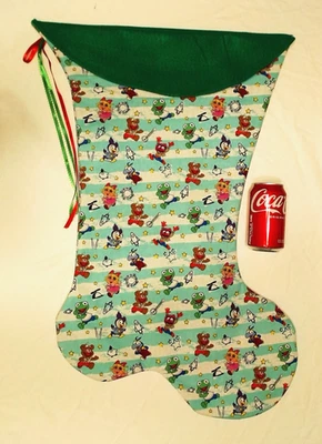 MEDIAS GIGANTES DE NAVIDAD ESTAMPADO A RAYAS BEBÉS MUPPET, NUEVAS HECHAS A MANO EE. UU. Foto 1 de 2