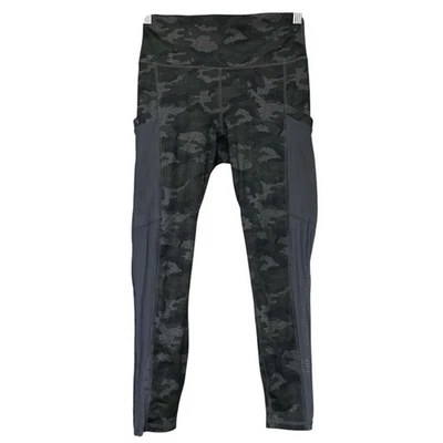 PowerHold Fabletics Leggings Women XS Gray Camo Capri Sheer Sides Stretch Active - Image 1 of 4