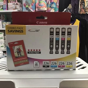 Canon 226 Combo Pack Ink Cartridges & Photo Paper - Genuine OEM - New & Sealed - Picture 1 of 4