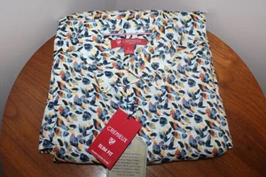 DANIEL CREMIEUX FRENCH LINEN MENS BUTTON-UP 100% LINEN ABSTRACT SIZE L SLIM FIT - Picture 1 of 5