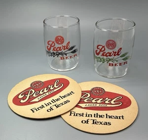 Pearl Bier Glas & Untersetzer Set/Vintage Taverne Werbung/Mann Höhle Barware Geschenk - Bild 1 von 10