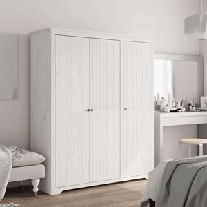 Kleiderschrank BODO Weiß 146x53,5x173 cm Massivholz Kiefer - Bild 1 von 8