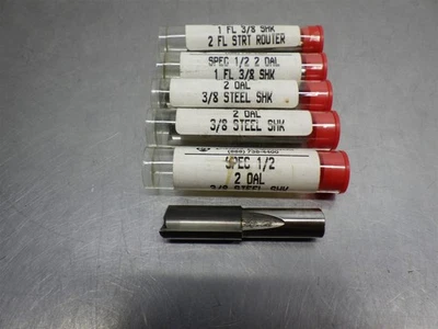 批量 5 件 全新! 硬质合金尖 1/2 英寸 2FL STRT RTR 端铣 3/8 英寸钢 SHK(如图所示) — 第 1/2 张图片