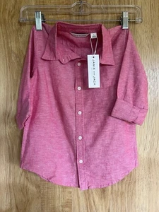 Janie and Jack Boys Size 5 Long Sleeve Button Oxford Shirt  Cotton Red - Picture 1 of 3