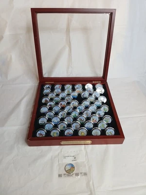 Colorized 50 Statehood 6 Providences Quarters Coin Set Premium Cherry Wood Box - Image 1 of 4