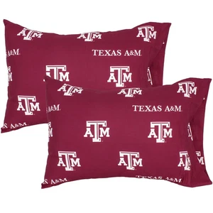 TEXAS A & M Aggies Pillowcases - Standard Sz - Set of 2 - Licensed NCAA- New! - Picture 1 of 3