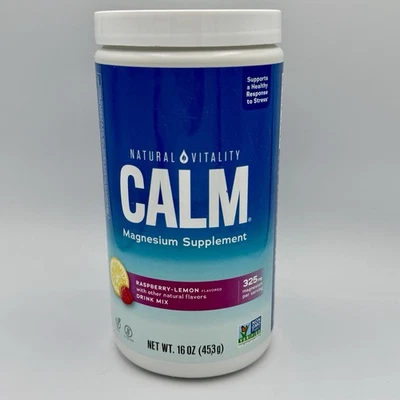 Suplemento de magnesio Natural Vitality Calm frambuesa limón 325 mg 16 oz caducidad 5/27+ Foto 1 de 4