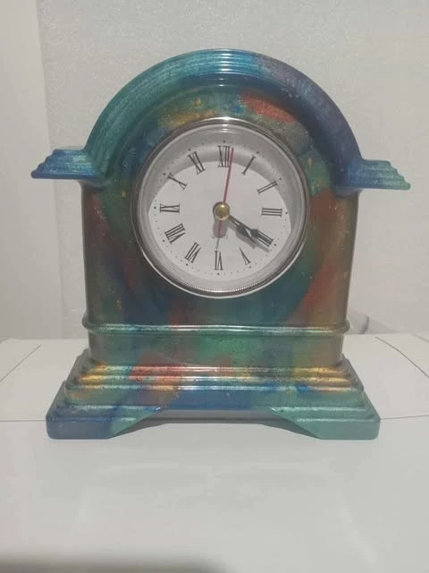 CLOCK POURED FROM RESIN MULTICOLORED - Image 1 of 1