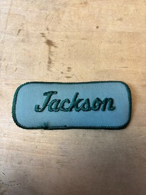 Vtg 70s JACKSON Sew On Embroidered Clothing Jacket Uniform Name Patch GREEN - Image 1 of 3