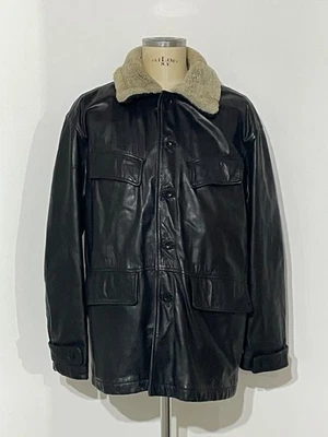 ICEBERG Jacket Leather Pelle Pile Imbottito Interno Military size 52 - Imagen 1 de 4