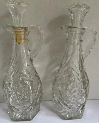 Vintage Anchor Hocking Star of David Glass Oil/Vinegar Cruet, Set Of 2 - Image 1 of 4