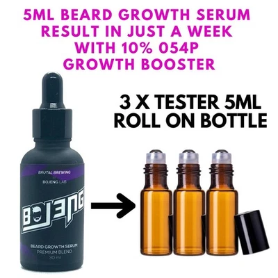 Beard Growth Serum 3x5ML Roll On 5% Minoxidil Fastest Beard Hair Regrowth - Image 1 of 4