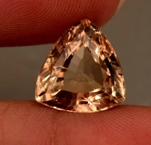 Natural Brazil Imperial Topaz 7.05 Ct Certified Trillion Cut Loose Gemstone - Picture 1 of 5