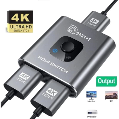 Bi-Directional 4K HDMI 2.0 Cable Switcher Splitter HUB 2 in 1 out and 1 in 2 out - Bild 1 von 4