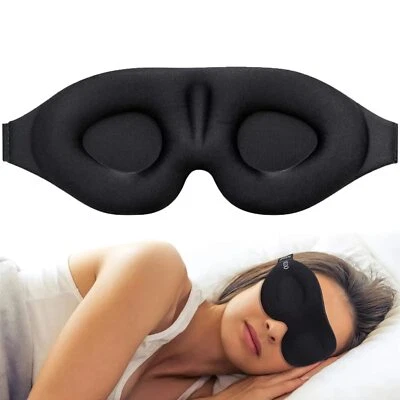 Máscara Noche Sueño Ojo Para Viaje Noche Suave Dormir Relajación Negro 3D - Imagen 1 de 4