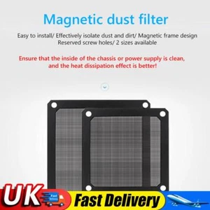 Magnetischer Staubfilter Computergehäuse Lüfter Staubdicht Netz Abdeckung Netz (8 cm) (schwarz) UK - Bild 1 von 8