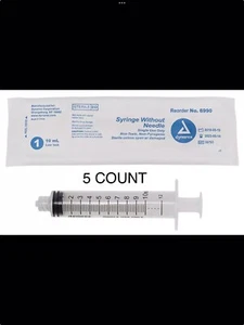 5x Syringe Luer Lock Tip 10mL Liquid Clear Plastic Sterile Medical/Animal Feeder - Picture 1 of 1