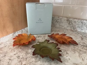Fall Candle Holders PartyLite Whispering Leaves Tealight Trio Leaf Shaped - Picture 1 of 15