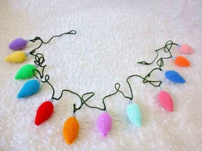 Christmas garland 20 light bulbs 3m decorative hand crochet multi color - Image 1 of 4