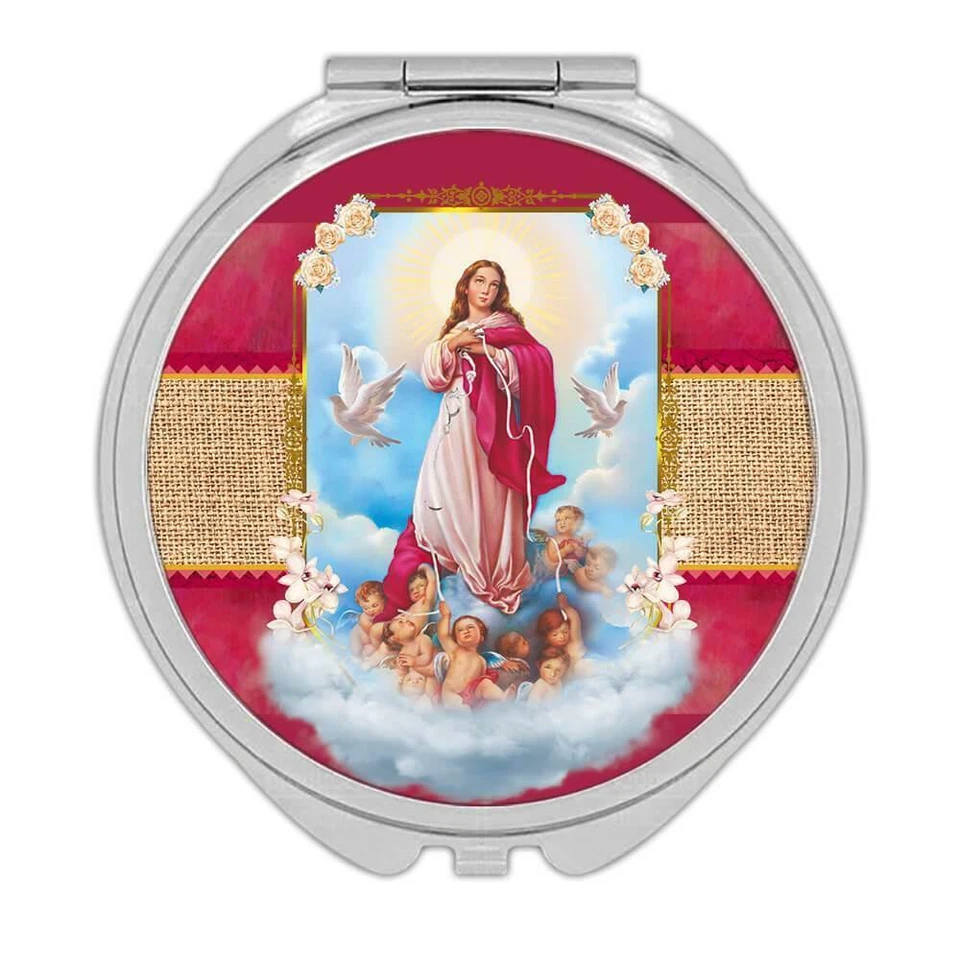 Gift Compact Mirror : Mary Untier of Knots Catholic Religious Virgin Saint - Image 1 of 1