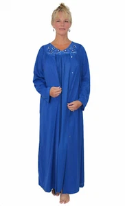 Shadowline Nightgown and Robe Women's Navy Long Silky Nylon Sleepwear 2 Pc Set - Picture 1 of 6