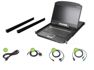 IOGEAR 8-Port 17" LCD Combo KVM Switch, 1U Rack Mount TAA Compliant - Picture 1 of 4