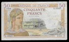 World Paper Money - France 50 Francs 1940 @ Crisp Vf With 1 Pinhole