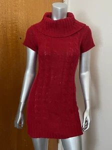 Body Central Red Cowl Neck Above Knee Sweater Dress Cable Knit Size S Small NWT - Picture 1 of 8