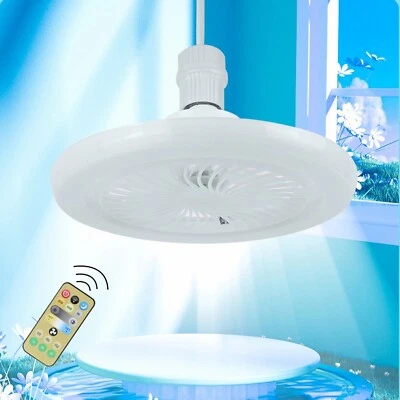 10" E27 Socket Ceiling Fan Light Screw in 3-Color Temp LED Chandelier w/Remote - Image 1 of 4