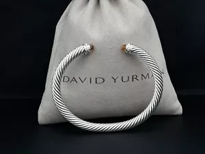 David Yurman 5mm Cable Classic Bracelet with Citrine and Diamonds size M - Picture 1 of 5