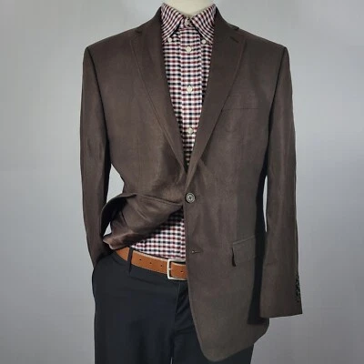 Abrigo Blazer Deportivo Chaps Para Hombre Gamuza Dos Botones Marrón Poliéster Talla 40R Foto 1 de 4