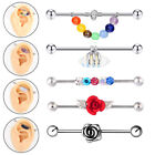 14G Industrial Barbell Surgical Steel Natural Stone Bar Cartilage Heilx Earring