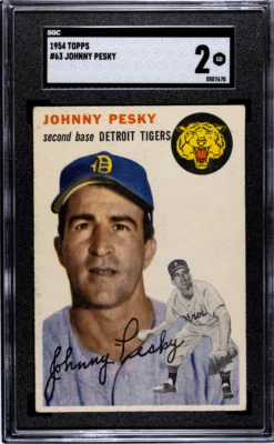 1954 Topps Johnny Pesky #63 SGC 2 - Image 1 of 2