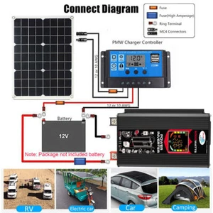 6000W 30/100A Solar Panel Kit Complete Solar Power Generator Home Grid System - Picture 1 of 18