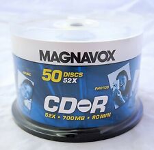 Magnavox CD-R 52X 700MB 80 min Blank Recordable Discs 50-pc New Sealed Cake Box