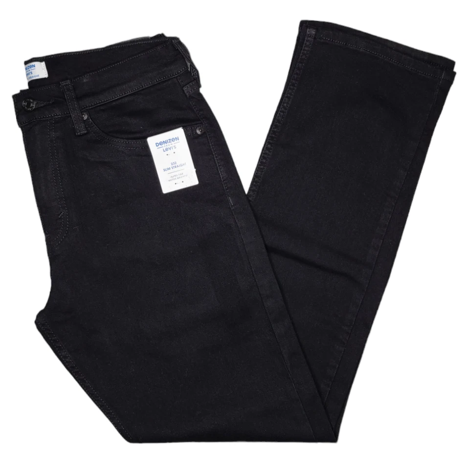 Denizen From Levi's Men's Black SUPER Flex Stretch 232 Slim Straight Jeans 34X30