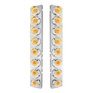 Peterbilt Front Air Cleaner Bracket w/ Lights & Visors - Amber LED/Clear Lens - Picture 1 of 3