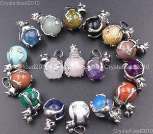 Natur Edelsteine Froschkönig Kugel Reiki Chakra Heilung Perlen Anhänger Halsketten  - Bild 1 von 35