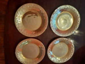 VINTAGE SET OF 4 FIRE KING PEACH LUSTER WARE LUSTRE WARE 9 IN PLATES LAUREL LEAF - Picture 1 of 20