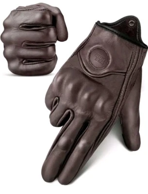 Guantes de cuero con pantalla táctil para moto de nudillo duro protector para hombre Foto 1 de 4