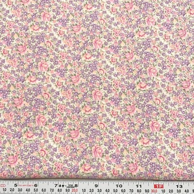 Vintage Rosa y Púrpura Floral Textil Artes y Película Algodón por Media Yarda Foto 1 de 2
