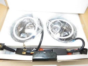 Jeep Wrangler TURBO SII 7" Round Black LED Headlights Kit Model D0840L *NEW* - Picture 1 of 11