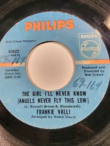 FRANKIE VALLI The Girl I'll Never Know 45 7" POP 1969 Philips VG F41 - Picture 1 of 2
