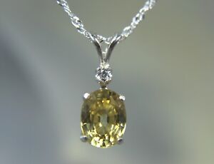 ZIRCON - Genuine Golden Zircon .925 Sterling Necklace with White Sapphire Accent