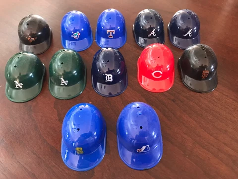 Mini MLB Batting Helmets Circa Late 80’s - Lot of 12 - Expos Cover