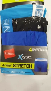Hanes Boys' Blue X-Temp Tagless Boxer Briefs Regular Length B249 3 Pk Sz M10-12 - Picture 1 of 12