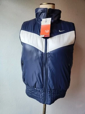 Colete acolchoado reversível Nike feminino azul/xadrez tamanho M - Imagem 1 de 4