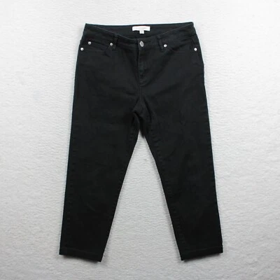 Ellen Tracy Capri 牛仔裤女式 4 码黑色 — 第 1/4 张图片