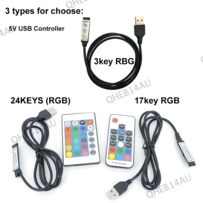 USB port 5V 3key 17key 24key 4Pin RGB LED strip light RF Controller Dimmer 21H - Image 1 of 4