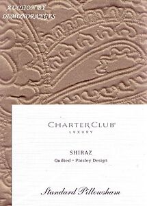 NIP CHARTER CLUB SHIRAZ QUILTED PAISLEY STANDARD PILLOW SHAM  20" X 26"